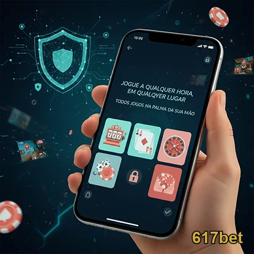 Tela de smartphone exibindo jogos online da 617bet.
