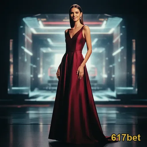 Modelo elegante apresentando o aplicativo da 617bet.
