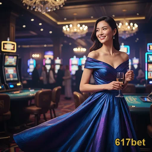 Imagem de uma mulher em cassino representando 617bet servicos VIP.
