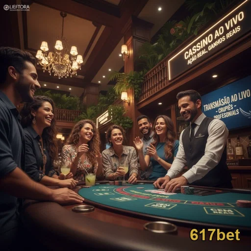 Dealers e jogadores em mesa de cassino ao vivo da 617bet