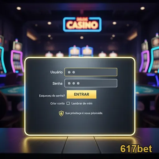 Tela de login do 617bet com interface premium de cassino.