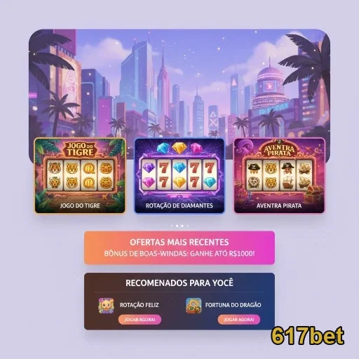 Tela do 617bet com jogos de slots VIP e bônus disponíveis.