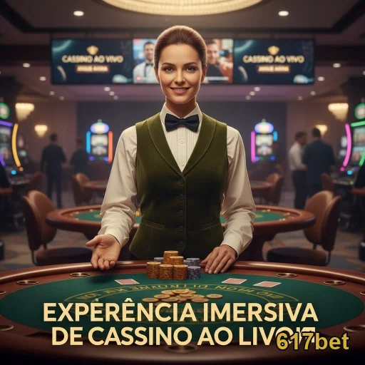 Dealer ao vivo no 617bet, oferecendo jogos de cassino interativos.