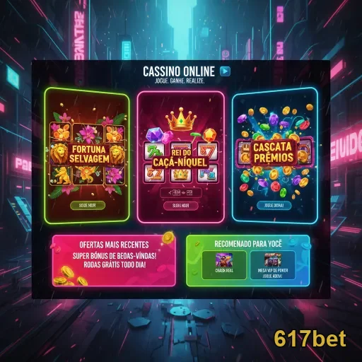 Jogos de caça-níquel da 617bet em um layout vibrante.