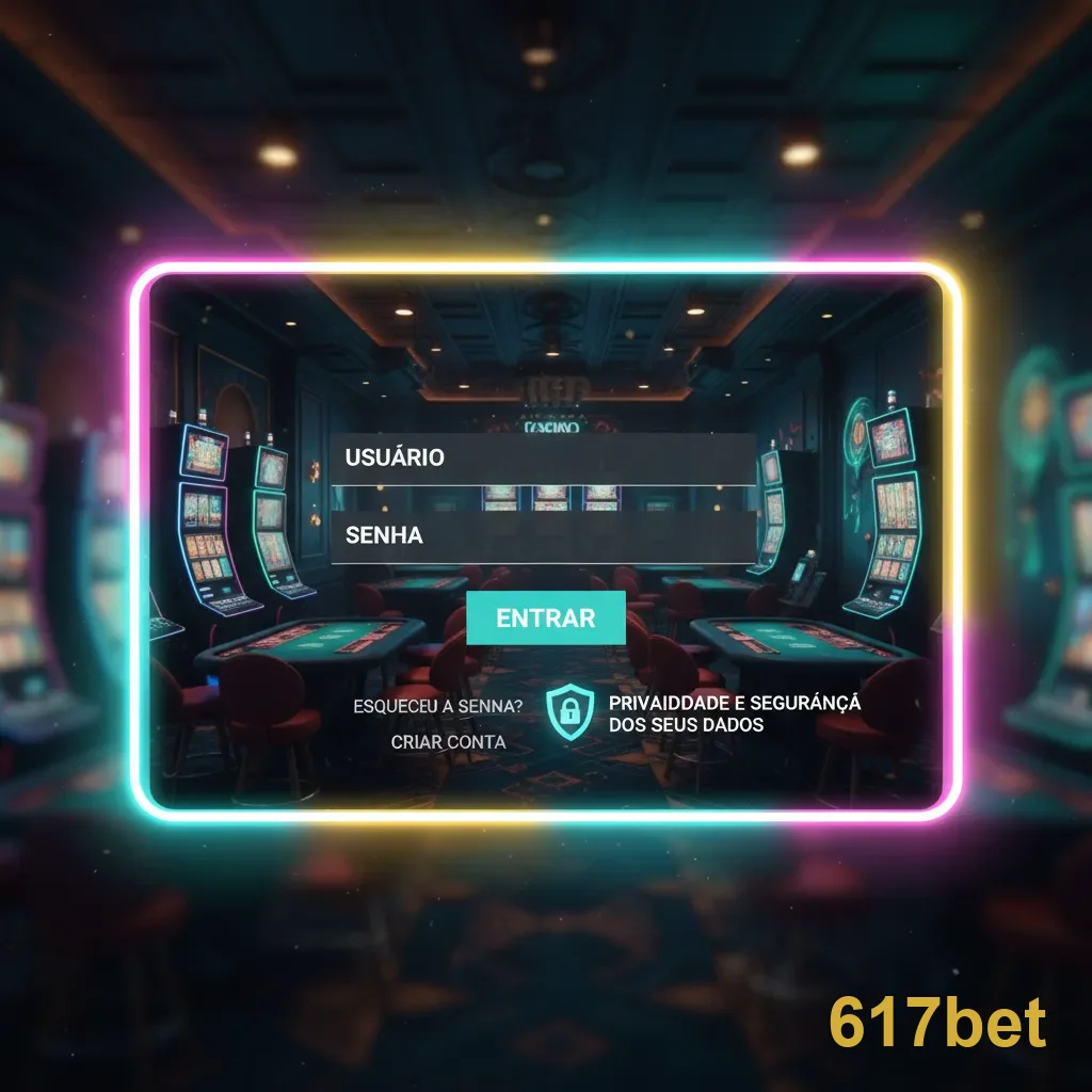 Tela de login da 617bet com opções para usuário e senha.