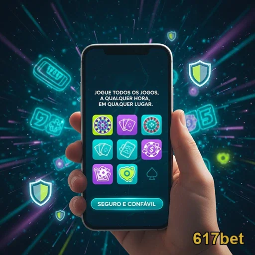Celular mostrando jogos de cassino disponíveis na 617bet.