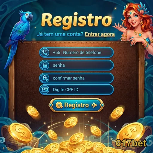 Tela de registro do 617bet com formulário e ícones.