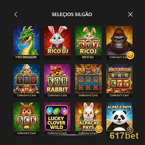 Tela de slots do aplicativo 617bet com jogos variados.