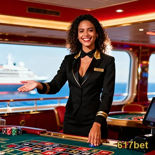 Dealer profissional no cassino ao vivo da 617bet.